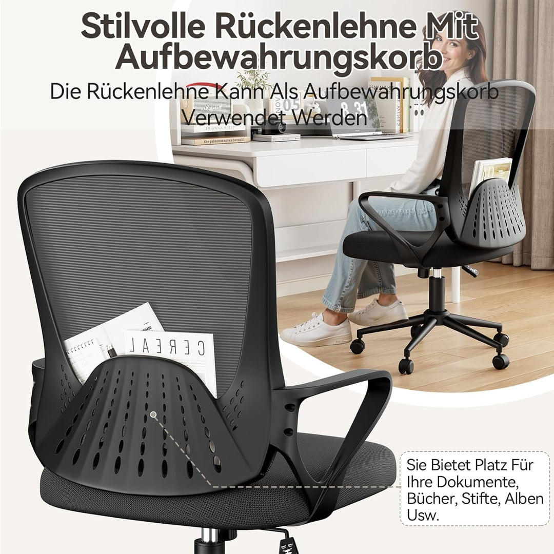 naspaluro Bürostuhl, Ergonomischer Schreibtischstuhl Mit Mesh-Abdeckung, Einzigartiger Lendenwirbels