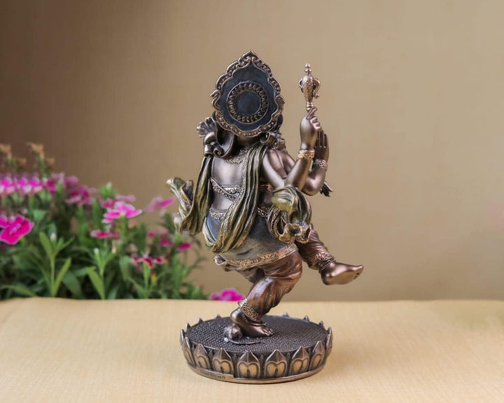 SHIVAJI ARTS Ganesh-Statue, tanzend, 20,5 cm, bronzefarben, braun, Gott der Neuanfänge, 1 Stück