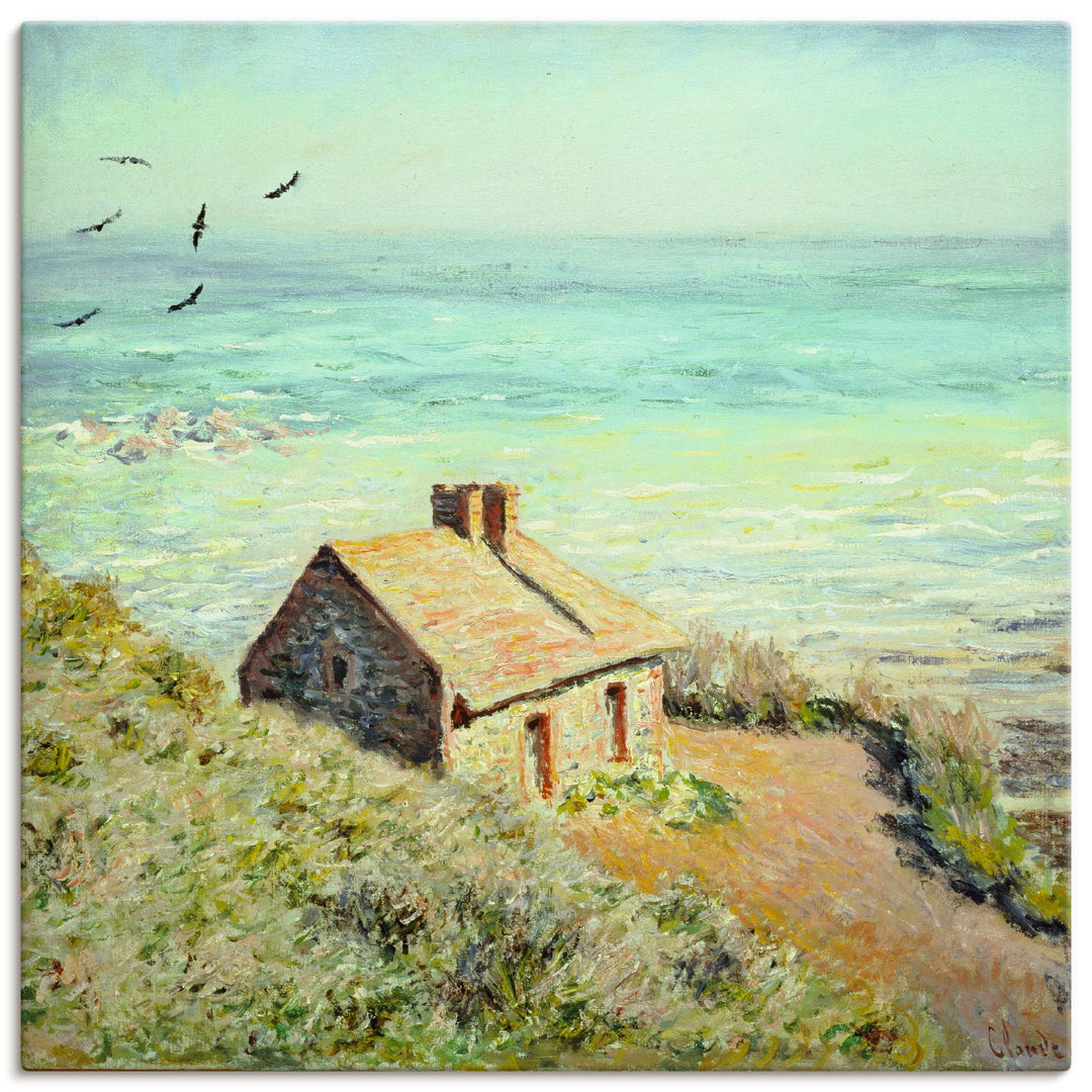 ARTland Leinwandbilder Wandbild Bild auf Leinwand 50x50 cm Wanddeko Haus Landschaft Meer Strand Das