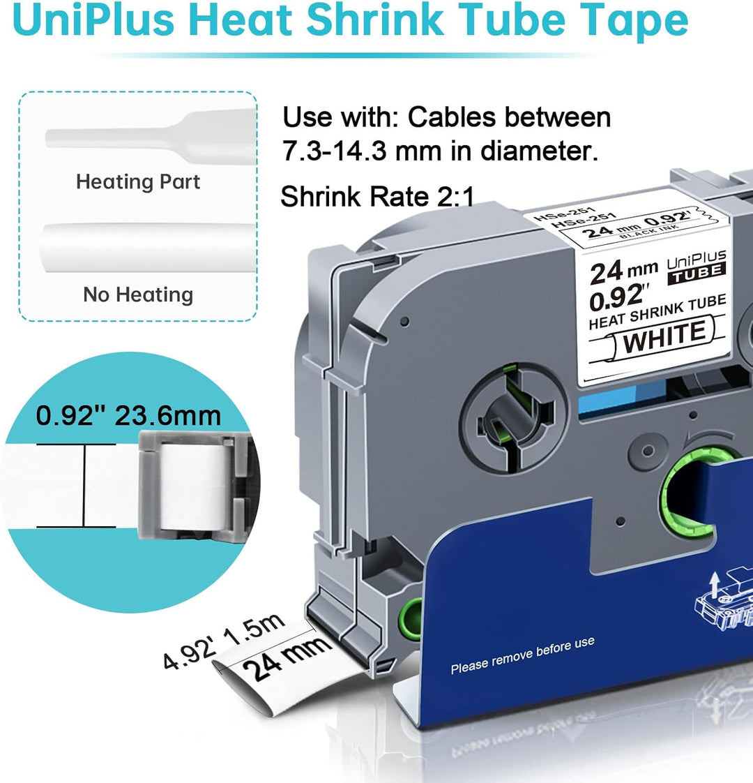 UniPlus 3x Schrumpfetikett Kompatibel mit Brother P-Touch Schrumpfschlauch 23,6mm HSc-251 Hse-251 Hs