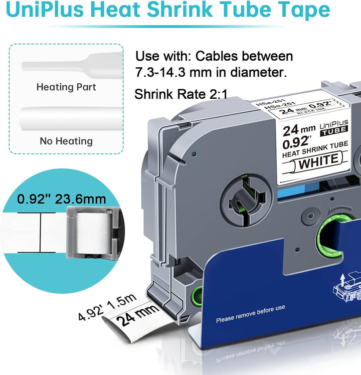 UniPlus 3x Schrumpfetikett Kompatibel mit Brother P-Touch Schrumpfschlauch 23,6mm HSc-251 Hse-251 Hs