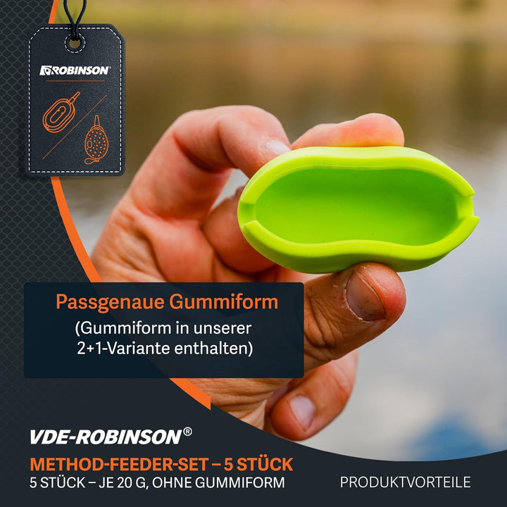 ROBINSON Method Feeder Set | Futterkorb für Karpfen, Brassen &amp; Friedfisch 5 × 20 g, 5 × 20 g