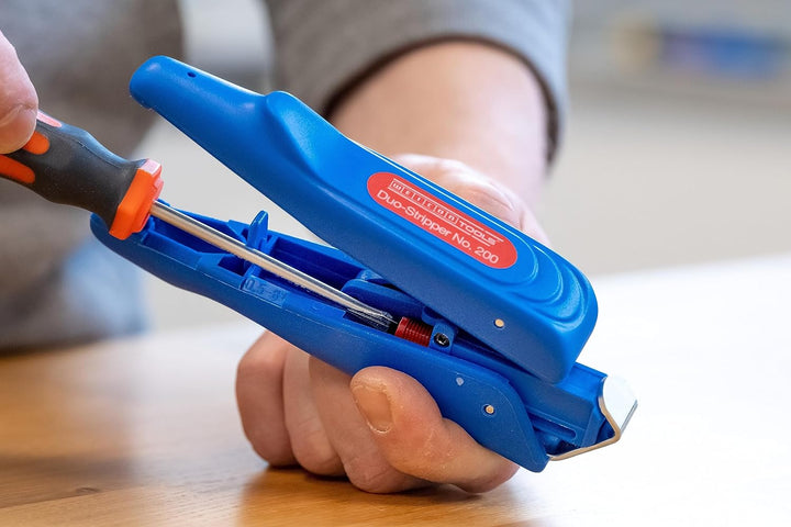 WEICON TOOLS Duo-Stripper No.200 zum Entmanteln & Abisolieren von Kabeln & Leitern, Blau/Rot, 160mm