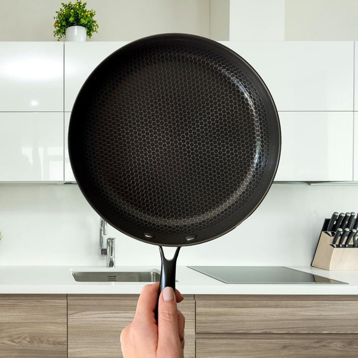 Cook & Pan - Go Green Honey Topfset und Pfannenset 9-teilig-Induktionsgeeignet-PFAS frei Wabenstrukt