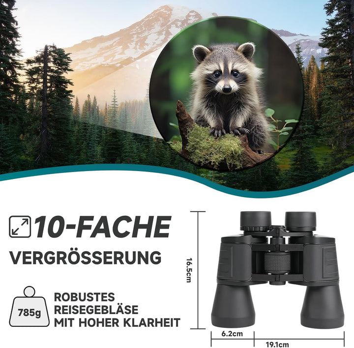 BOSTRON 10x50 kompaktes Porro Fernglas, Doppelfernrohr HD BAK4 Prismen Wasserdicht Nebelresistent Ze