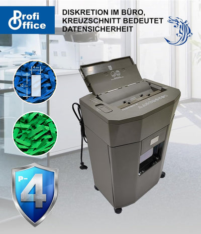 Aktenvernichter autofeed Partikelschnitt Sicherheit P-4 Profi Office Piranha 308 AF - 80 Blatt Einzu