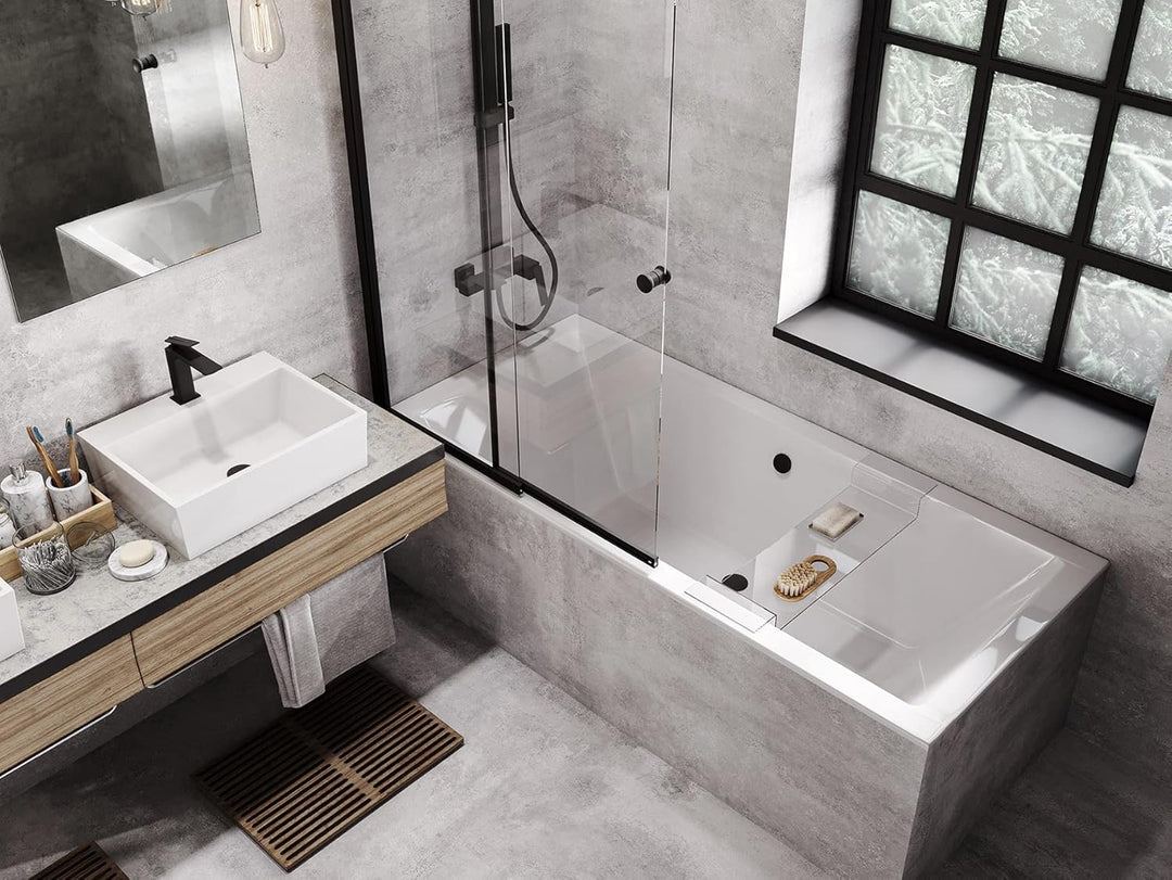 BADLAND Badewanne Original Weiss Acryl Wanne Rechteck QUADRO SLIM 165x75 KOMPLETTSET SET mit Premium
