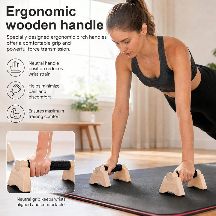 2er Set Liegestützgriffe aus Holz,25cm Handstand Griffe,Calisthenics Griffe,Holz Parallettes,Push Up