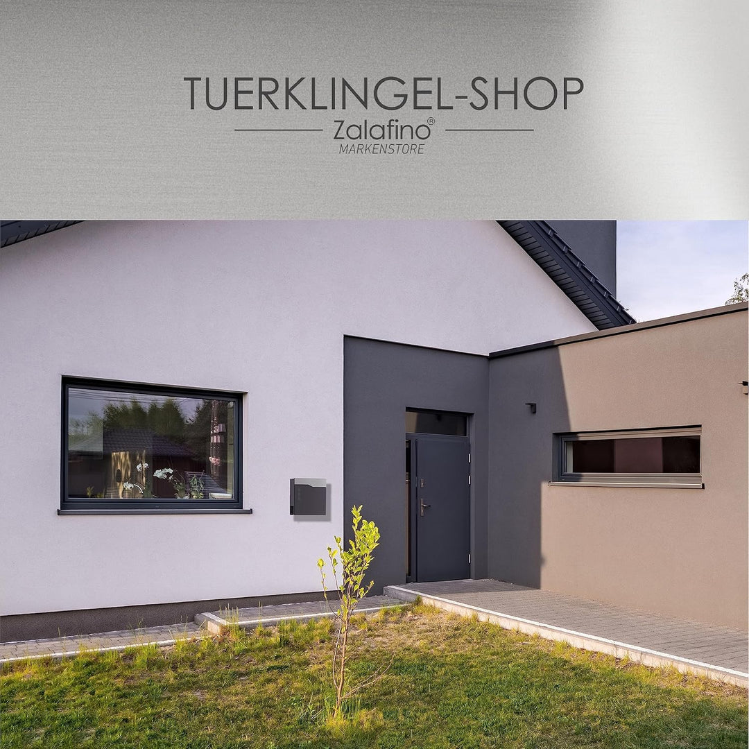 Briefkasten anthrazit RAL 7016 mit Beschriftung - individualisierbarer Design-Briefkasten aus pulver