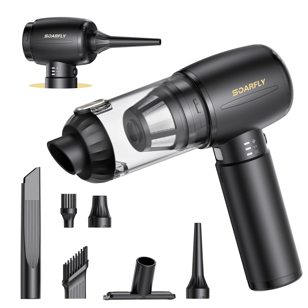 Handstaubsauger Akku, 25000Pa 4 in 1 Auto Mini Staubsauger Kabellos Stark mit LED Licht, 2-Gang Elek