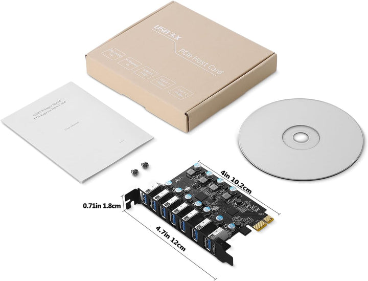 FARBOKO USB PCIe Karte 7-Port, PCIe USB 3.0 5Gbps Erweiterungskarte USB 3.2 (USB 3.1) Gen1 Interner