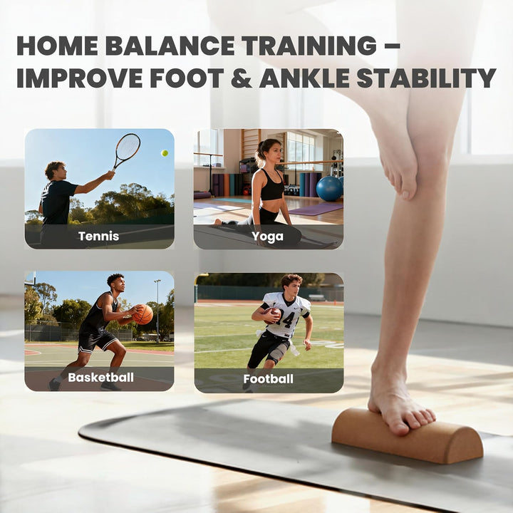 Balance Board aus Naturkork mit Kork-Halbkugeln & Korkrolle für Fuss- & Sprunggelenktraining – Fusst