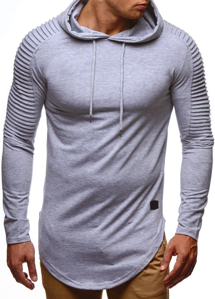 Leif Nelson Herren Kapuzenpullover Slim Fit Baumwolle-Anteil Moderner weisser Herren Hoodie-Sweatshi