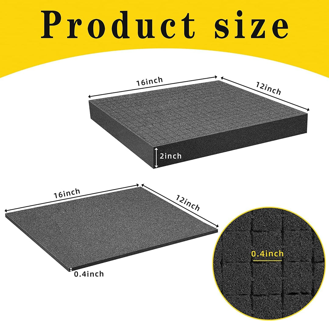 GIONAR Rasterschaumstoff Würfelschaum, 2 Stück 400 x 300 x 50mm/2 Stück 400 x 300 x 10mm, Werkzeugko