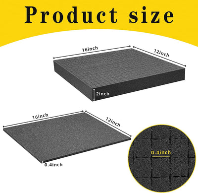 GIONAR Rasterschaumstoff Würfelschaum, 2 Stück 400 x 300 x 50mm/2 Stück 400 x 300 x 10mm, Werkzeugko