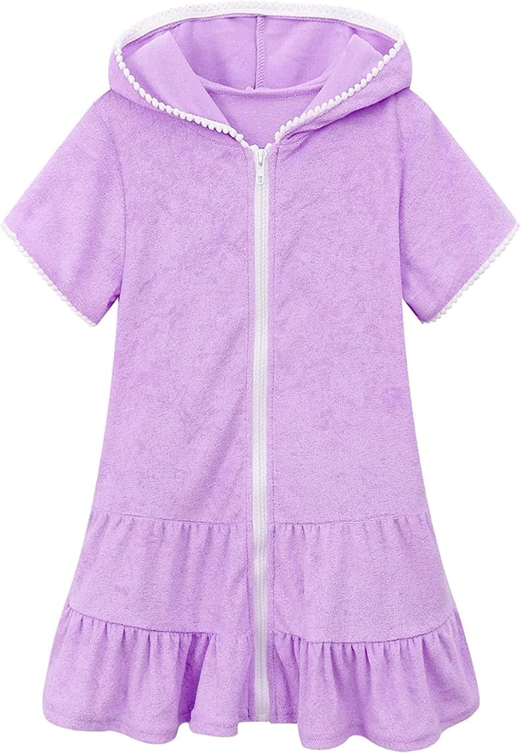 Badeponcho Kinder mit Kapuze Einfarbig Strandkleid Mädchen Badeanzug Coverup Kleid Sommer Schwimmen