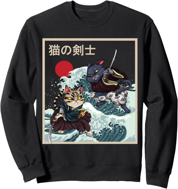 Vintage Japan Samurai Neko Asia Kanagawa Katze Sweatshirt