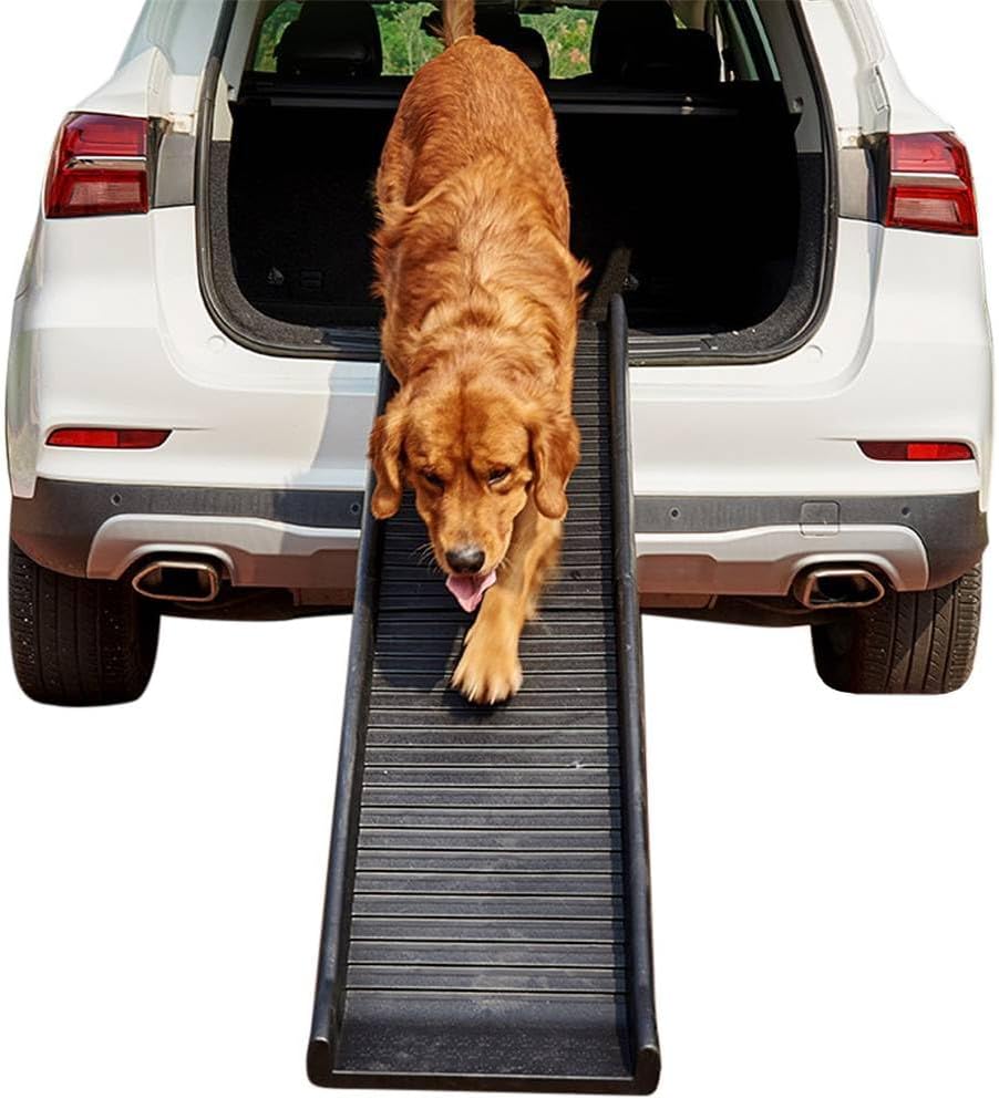 Melko Hunderampe 157,5 x 39,5 x 8,5 cm Kunststoff Hundetreppe mit Anti-Rutsch-Belag, klappbar