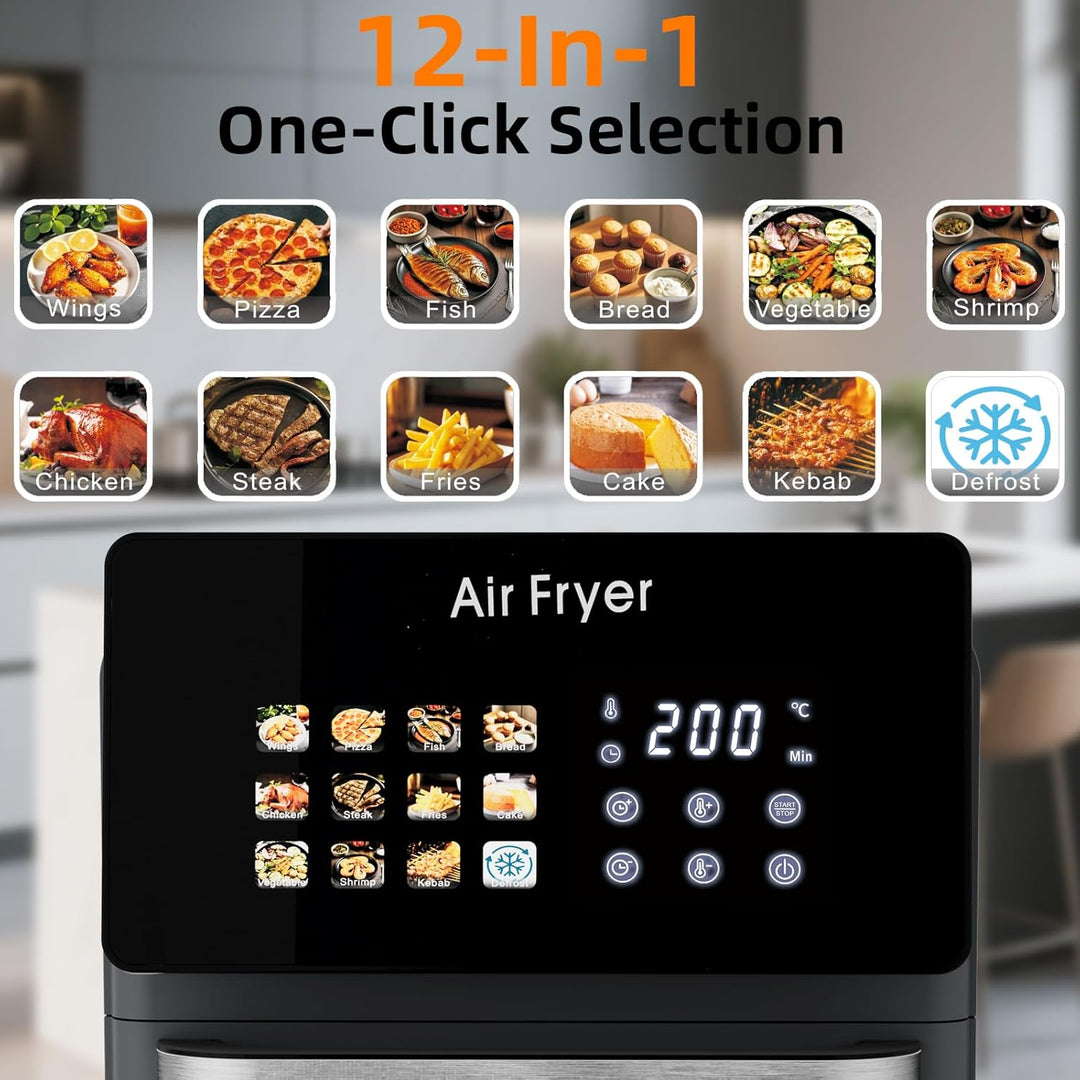 10L Grosser XL Pro Heissluftfritteusen-Ofen mit Grill-Kombination für,12-in-1 Smart-Konvektionsöfen,
