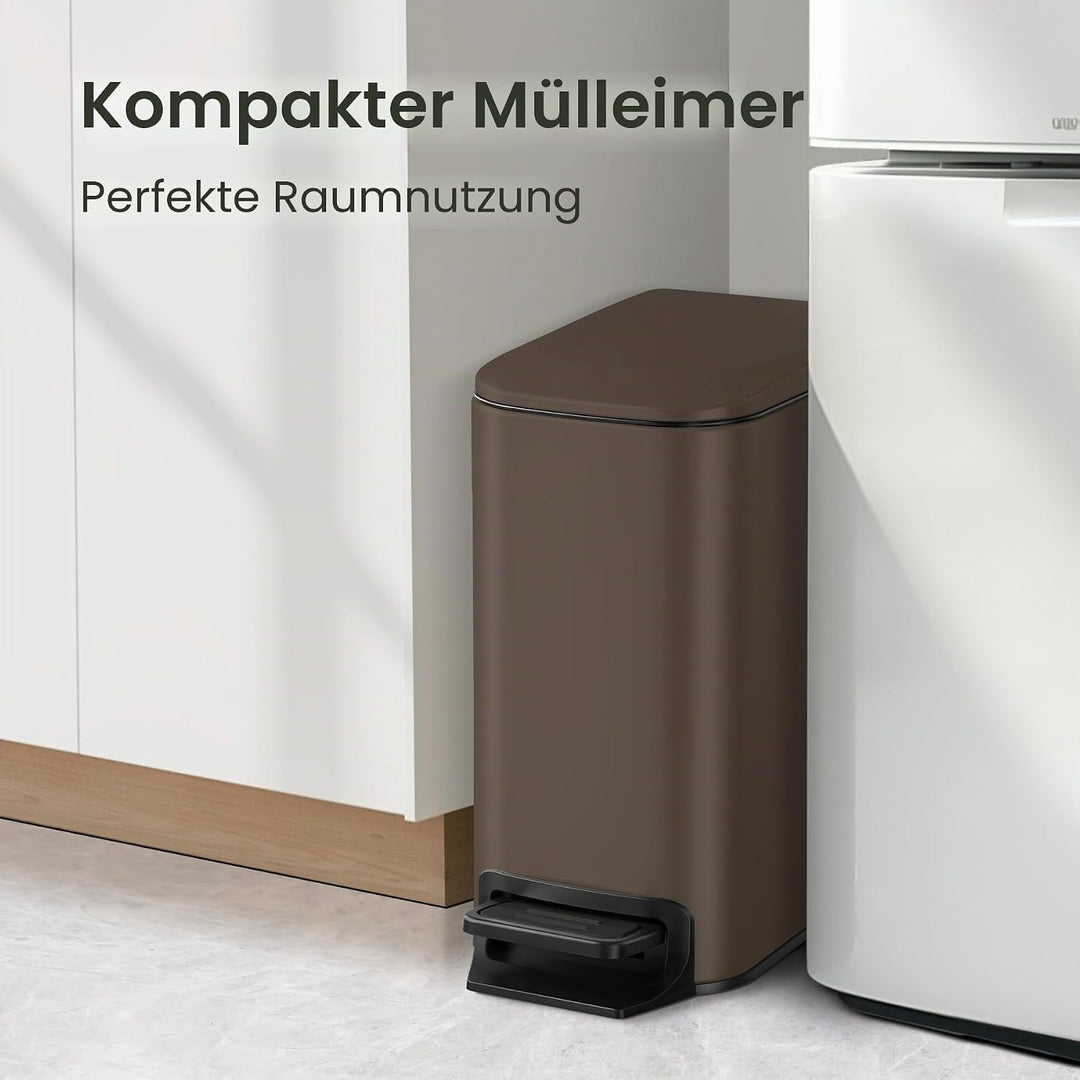 Cesun Badezimmer-Mülleimer mit Deckel, klein, sanft schliessend, Trittpedal, 6 Liter, Edelstahl-Müll