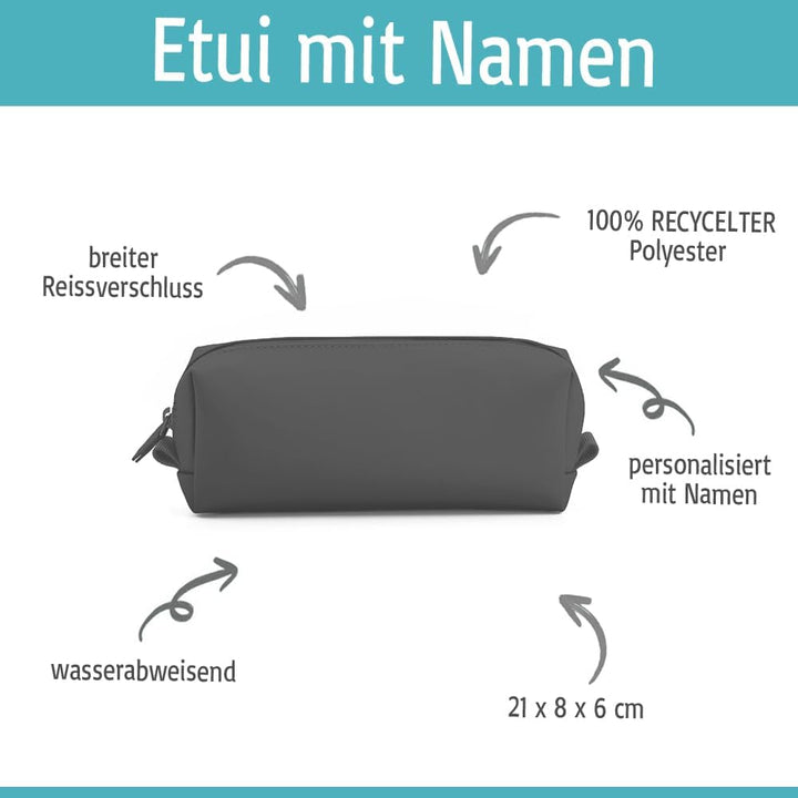 Elefantasie Personalisierte Federmappe mit Name Bedruckt - Stifte Etui für Schule - Geschenk zur Ein