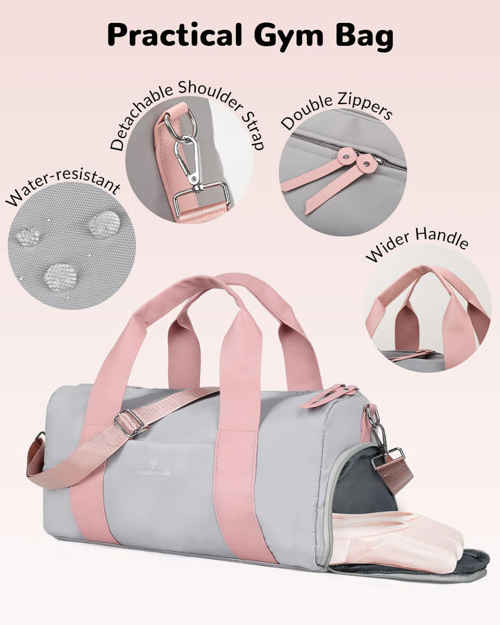 15L Sporttasche Damen, Klein Reisetasche mit Schuhfach &amp; Nassfach, Balletttasche Mädchen für Fitness