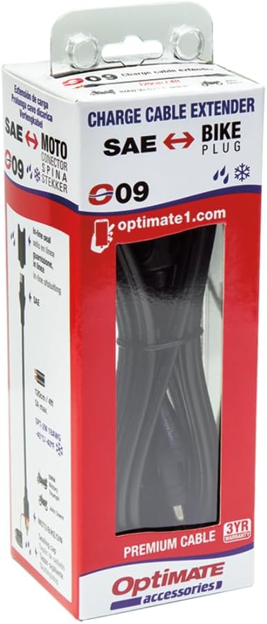 TecMate OptiMATE CABLE O-09, Adapter-Verlängerung, SAE auf MOTORRAD 180° Stecker, 48"/120cm