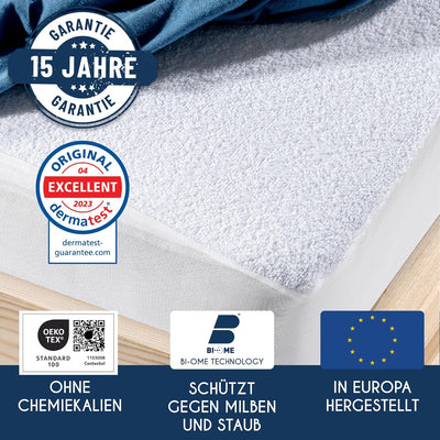 Matratzenschoner 70x200 Wasserdicht Dreamzie - Oeko-TEX und Made in EU - Atmungsaktive Anti-Allergie