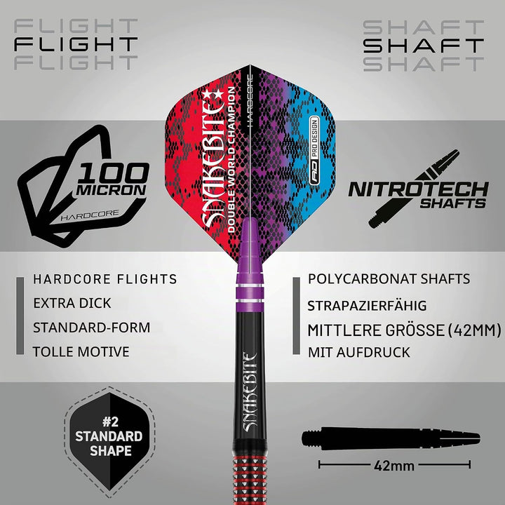 RED DRAGON Peter Snakebite Wright Spirit Edition Premium Tungsten Darts Set mit Flights und Stems 25