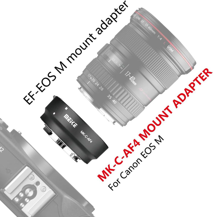 Meike MK-C-AF4 Adapter for Canon EF EF-S Lens Mount to EOS M EF-M Mirroless Camera
