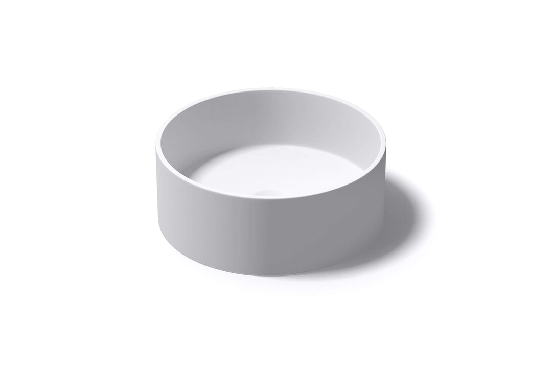 doporro Aufsatzwaschbecken rund Colossum804 Weiss matt Ø 40 cm Mineralguss Waschbecken ohne Armaturl