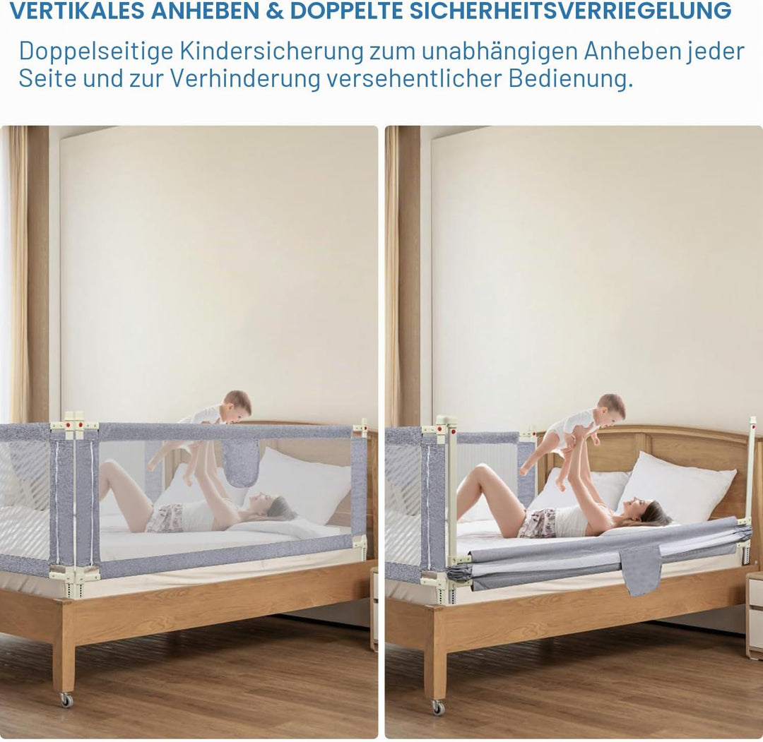 Bettgitter, Kinderbettgitter zum vertikalen Heben, Sicherheitsschutz, Bettgitter zum Schutz vor Stür