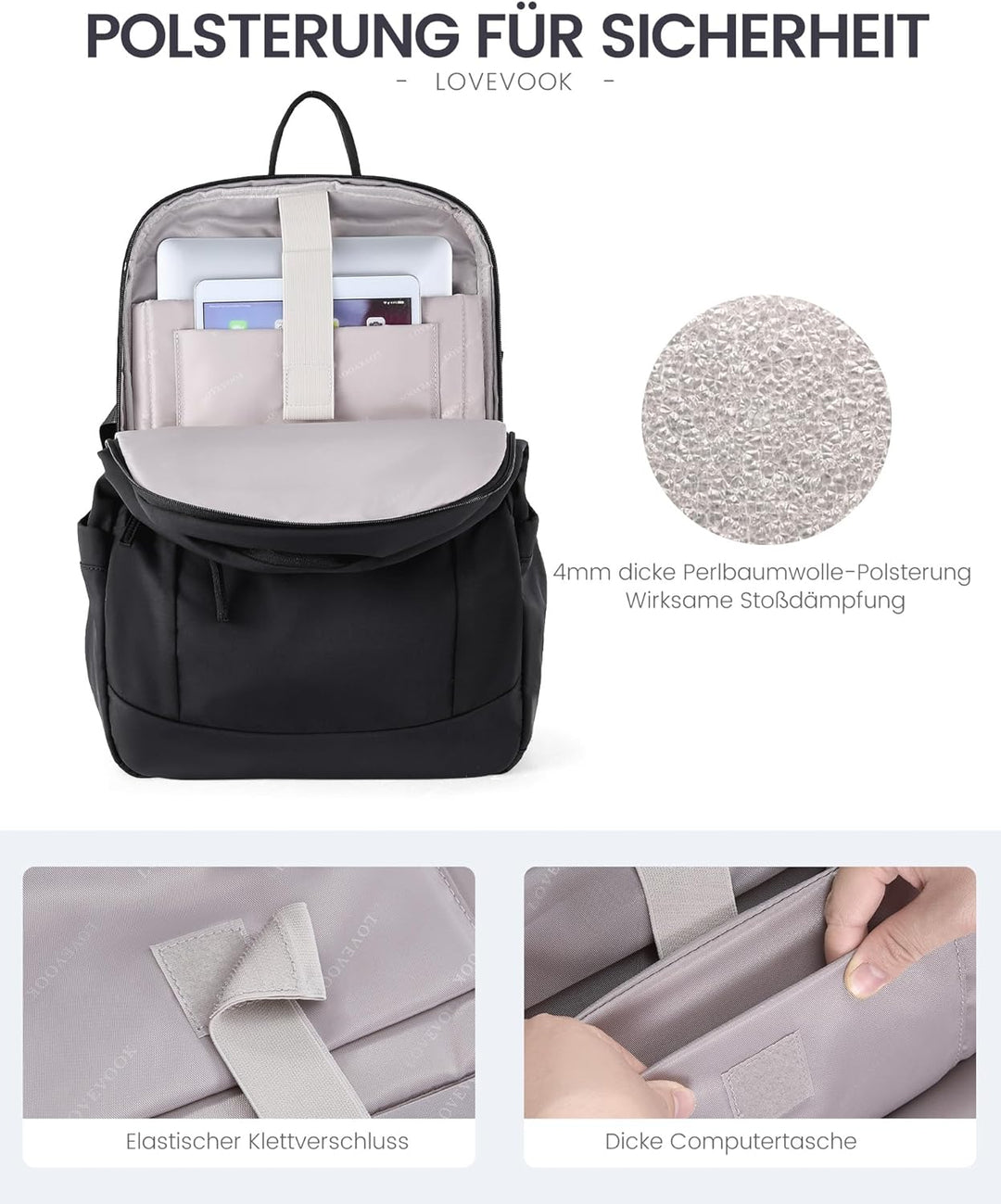 LOVEVOOK Rucksack Damen Herren, Gross 17,3 Zoll Laptop Rucksäcke, Wasserdicht Schulrucksack Teenager
