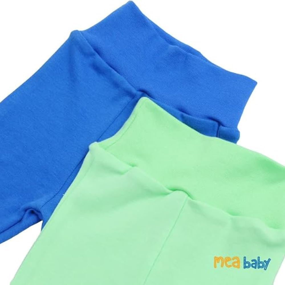 MEA BABY Unisex Baby Hose mit Fuss aus 100% Baumwolle im 5er Pack. Baby Stramplerhose mit Fuss. Baby