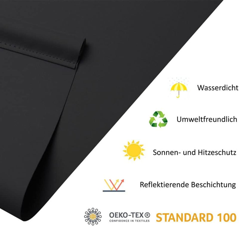 OBdeco Verdunkelungsrollo Thermorollo 100x160cm Schwarz ohne Bohren mit gleichfarbige Beschichtung O