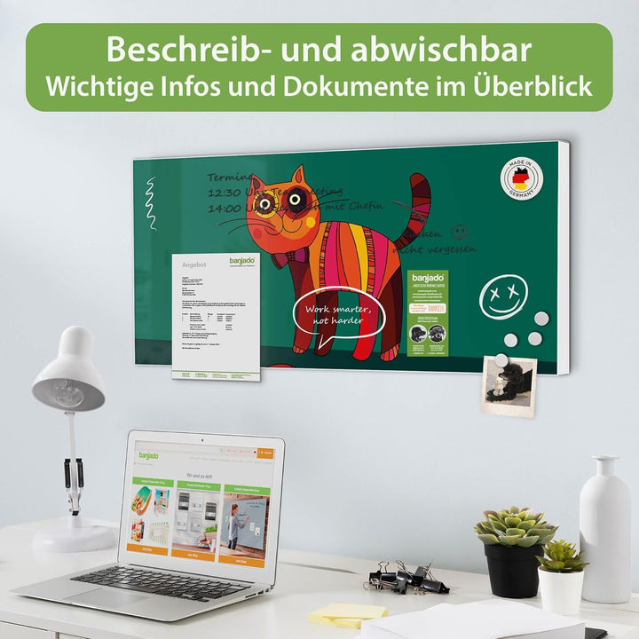 banjado® Magnettafel 78 x 37cm / Magnetwand aus Metall/Magnetpinnwand als Memoboard/Pinnwand Magnett