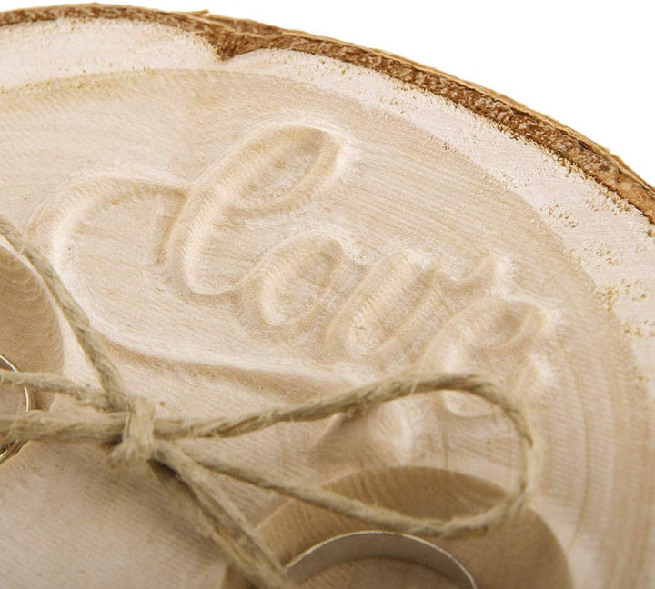 Hochzeit Ringkissen Love Birkenscheibe Gravur individuell ca. 11 cm Durchmesser - Liebespfeil, Liebe