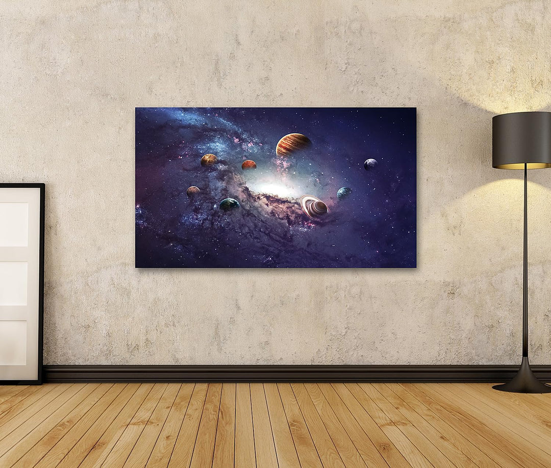 islandburner Bild auf Leinwand Planeten des Sonnensystems Im Weltraum Jugendzimmer Kinderzimmer Bild