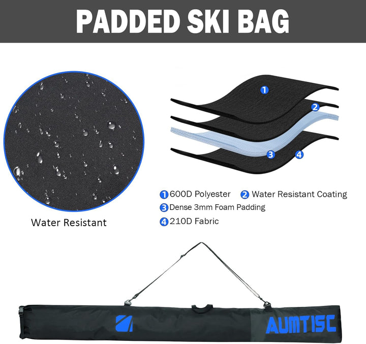 AUMTISC Skitasche und Skischuhtasche Combo - Skitaschen für Flugreisen - gepolsterte Schneeskitasche