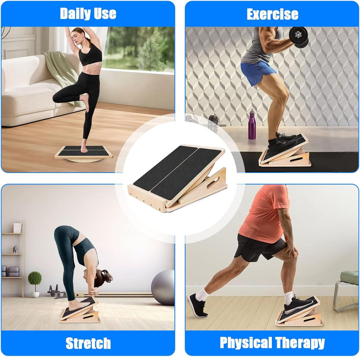 Polegas 2 in 1 Balance Board und Schrägbrett für Erwachsene, Verstellbares Wadendehner und Slant Boa