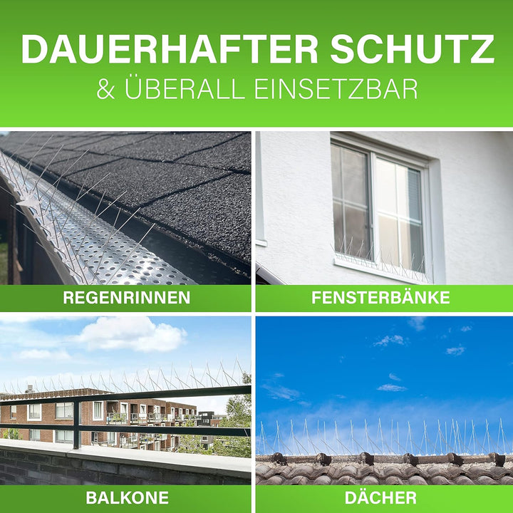 Taubenabwehr Spikes Taubenschreck 9m & 6m | Edelstahl Vogelschreck für Balkon und Fenster | Vogelabw