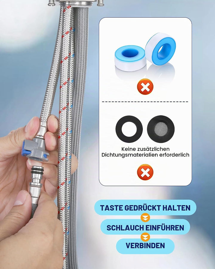 ARCORA Wasserhahn Küche, Hochdruck Küchenarmatur Ausziehbar aus Edelstahl mit M24 Aerator Wasserspar