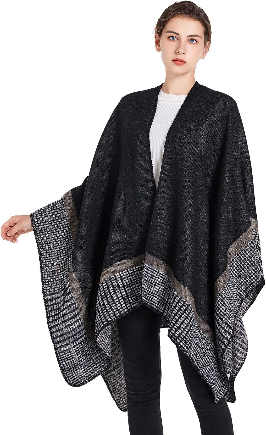colornival Poncho Damen Winter Warm Elegant Poncho Decke Poncho Cape Strick Poncho Mantel Winter Pon