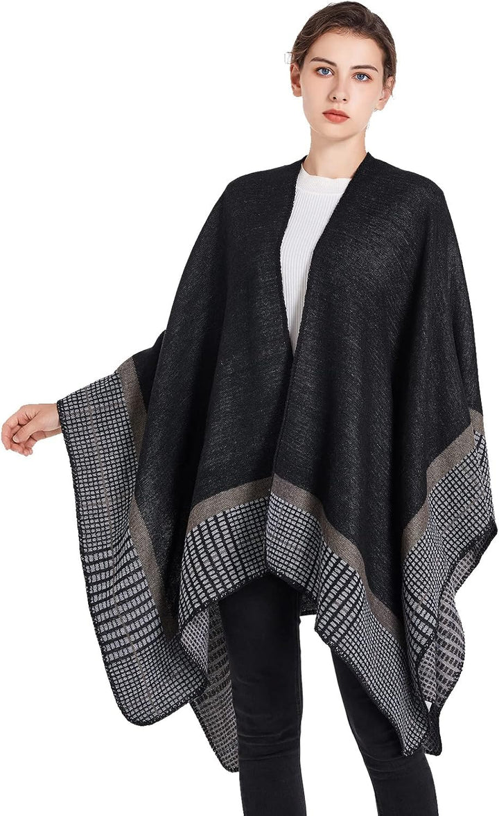 colornival Poncho Damen Winter Warm Elegant Poncho Decke Poncho Cape Strick Poncho Mantel Winter Pon