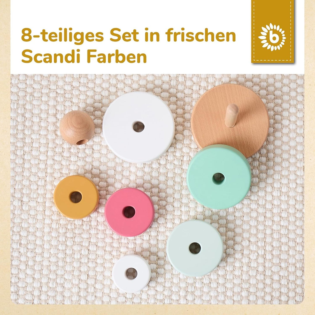 Bieco Baby Berry Stapelturm | Holz FSC® | 19 cm | Steckspiel ab 1 Jahr | 8 tlg. berry mix, Berry