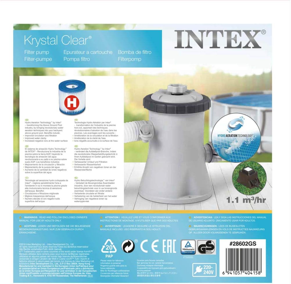Intex Filterpumpe mit Kartusche, 1250 l/h, für Pool, Filterpumpe, Grau, localization_B07NB47Y2H