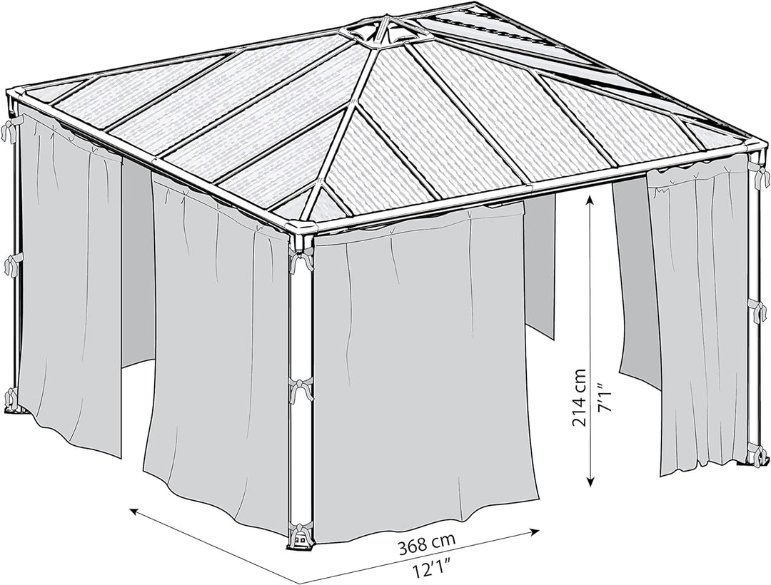 Palram Canopia Palermo 3000, 3600 Mosquito net Gartenpavillon Zubehör, grau, 1 x 360 x 217 cm