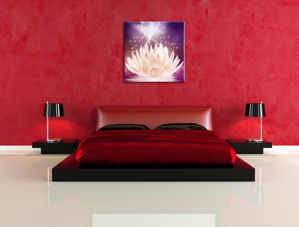 abstrakte Seerose, Format: 70x70 auf Leinwand, XXL riesige Bilder fertig gerahmt mit Keilrahmen, Kun