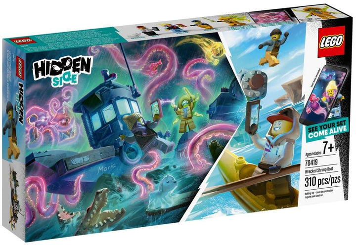 LEGO Hidden Side 70419 Zerstörtes Garnelenboot, Spielzeug für Kinder mit Augmented Reality Funktione