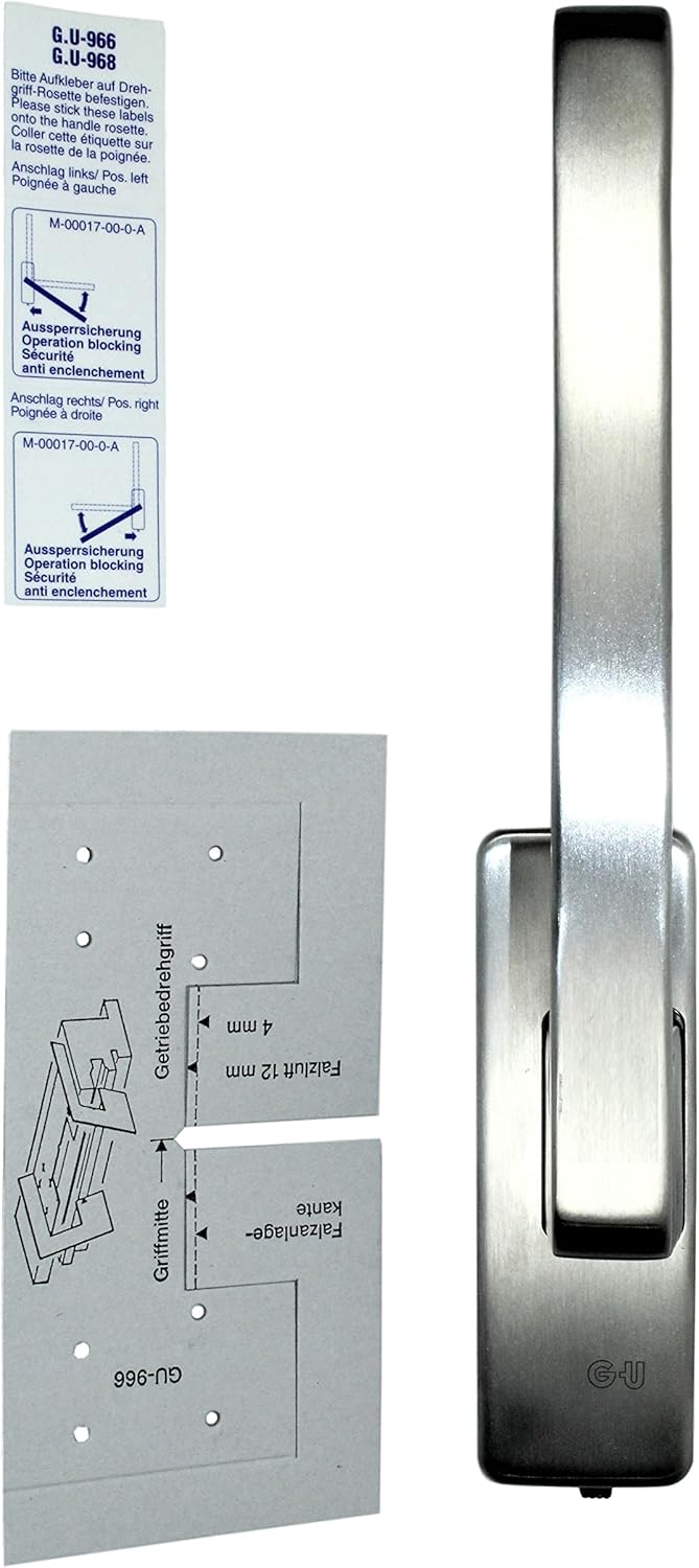 GU Schiebetür PSK Drehgriff DIRIGENT 966/976, 34225 oder auch 30152, DIN Links Edelstahl mit Aussper